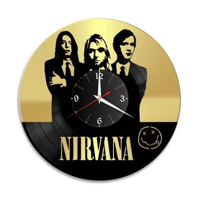 Часы настенные "Группа Нирвана (Nirvana), золото" из винила, №R1
