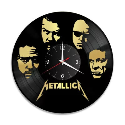 Часы настенные "группа Metallica, золото" из винила, №2