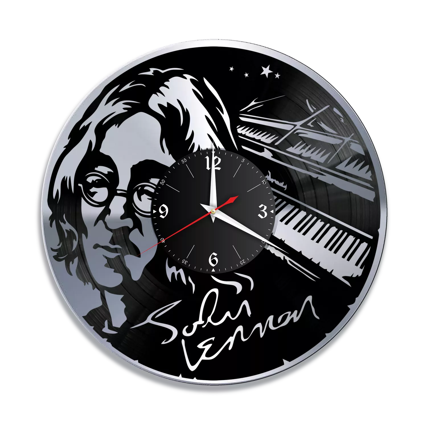 Часы настенные "Джон Леннон (John Lennon), серебро" из винила, №1 VW-10190-2
